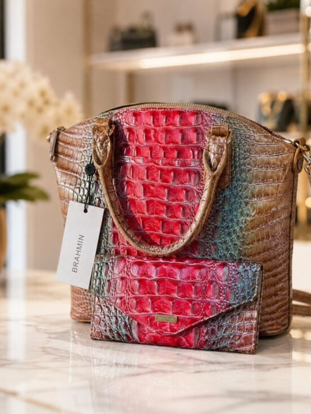 Brahmin Duxbury Satchel Lakeridge Ombre with Veronica Wallet NWT